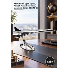 Yenilig 3 Adet Concorde Krom Uçak – Krom Model Uçak Figürü, Aircraft Plane Collectible, Masaüstü Dekor, 30 x 16 cm