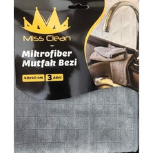 MSP Clean Mikrofiber Mutfak Temizlik Bezi 40 * 40 cm Leke Tutmaz Koku Yapmaz 3 Adet Gri