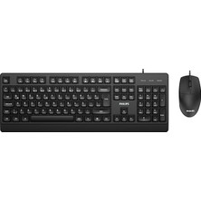 MSP SPT6247 Kablolu Klavye ve Mouse Seti - 105 Tuşlu Türkçe Q Klavye - 1200 Dpı Optik Fare - Ergonomik ve Tak-Çalıştır - Siyah