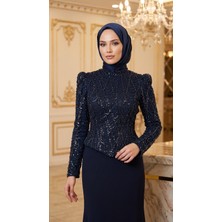 Perfect Mega Store New Elegans Üstü Taş Detaylı Abiye ELBISE-2504