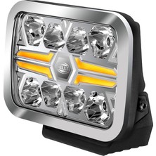MSP Led-Uzun Huzme Far Chrome Re 9" - 12/24V - Dörtgen - Referans Sayısı: 25 - Berrak - Açık Renk: Beyaz/amber - Kablo Uzunluğu: 500MM - Alın Tarafında LED Lightbar