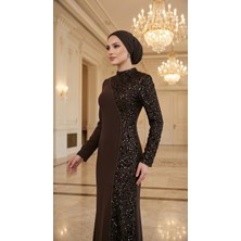 Perfect Mega Store Çınar Özkan Tek Yanı Payet Detaylı Abiye ELBISE-5254