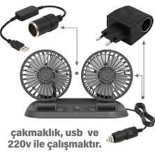 MSP Araba Otomobil Mini 2 Li Vantilatör Fan Pervane Soğutucu, Karavan, Tır, Ofis, Ac To Dc Aparat Dahil