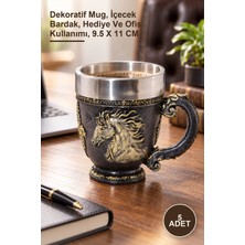 Yenilig 5 Adet 3D Kabartmalı At Büstü Paslanmaz Çelik Kupa Bardak – Dekoratif Mug, Içecek Bardak, Hediye ve Ofis Kullanımı, 9.5 x 11 cm