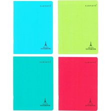 MSP 4'lü Not Defter Seti, Canlı Renkler, 24 x 32 Cm, 48 Sayfa, Büyük Sayfa, Kareli, Seyès-Karos, Zımbalanmış, Polipropilen Kapak, Yeşil, Kırmızı, Turkuaz, Mavi