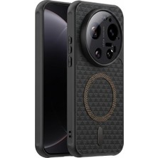 MSP Xiaomi Mi 17 Ultra ile Uyumlu Karbon Kaplama Telefon Kılıfı, Magsafe ile Uyumlu, 2 mm Yükseltilmiş Kamera Korumalı, Kadife Iç Yüzeyli, Darbe Emici Premium Volten Koruyucu Kılıf, Siyah