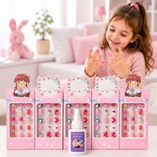 MSP Çocuk Takma Tırnak Seti, Renkli ve Desenli Kız Çocuk Takma Tırnakları, Sevimli Tasarımlı Nail Art Seti, Çocuklar Için Eğlenceli Tırnak Aksesuarı, Kolay Yapışan, Tekrar Kullanılabilir Set