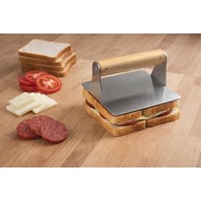 MSP Paslanmaz Çelik Kare Burger Presi | 16 cm Ahşap Saplı Smasher | 3 mm Kalın Paslanmaz Çelik Gövde | Izgara ve Bbq Aksesuarı