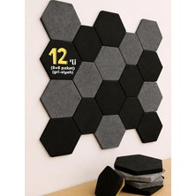 MSP 12'li Akustik Panel Keçe Kendinden Yapışkanlı Duvar Kaplama Ses ve Isı Yalıtım Duvar Kaplama 10 mm Kalınlık 26X30 cm (Karışık)