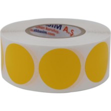 MSP Opak Daire Işaretleme Etiketi Rulo Etiket, 30MM x 30MM Çap 1000 Adet, Yuvarlak Renkli Zemin Baskılı Kontrol Etiketi, Endüstriyel ve Masaüstü Barkod Yazıcılar ile Uyumludur. (Sarı)