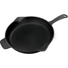 MSP Metal Döküm Yuvarlak Kızartma Tavası, Metal Kulplu, 28 Cm, Siyah