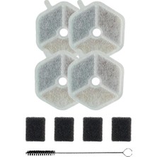 MSP Smart Kedi Su Pınarı Filtre Seti (X8657 Uyumlu) | 4+4 Karbon Sünger Filtre + Temizlik Fırçası X8813