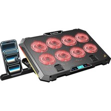 MSP S51 Icevolt Siyah Rgb Işıklı 8 Fanlı LCD Göstergeli 16 Kadar Yükselebilen Notebook Soğutucu