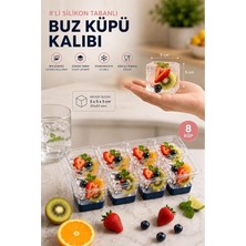 MSP Home Büyük Boy 8'li Silikon Buz Kalıbı Kolay Çıkarılabilir Yapışmaz Kare Buz Kalıbı Kokteyl Sunum Et Tavuk Suyu Için Buz Kalıbı 50X50 mm