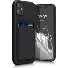 MSP - iPhone 11 ile Uyumlu Iphone Kılıf Kamera ve Köşe Korumalı Kartlıklı Cüzdanlı Yumuşak Renkli Silikon Kapak Içi Kadife