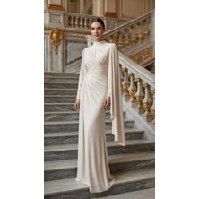 Perfect Mega Store New Elegans Pelerin Detaylı Abiye ELBISE-2499