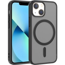 MSP Aksesuar Apple iPhone 13 Mini Uyumlu M-Safe Şarj Özellikli Mat Koruyucu Kılıf, Siyah