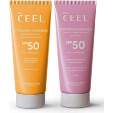 MSP Ceel Spf 50+ Güneş Kremi Seti - Leke Görünümü Karşıtı Güneş Kremi 50 ml ve Ton Eşitleyici Pembe Güneş Kremi 50 Ml, Uva Uvb Koruyucu Günlük Yüz Bakım Seti