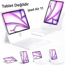 MSP Air 11 Inç (M4/m3/m2 2026/2025/2024) iPad Air 8/7/6/5/4. Nesil ve iPad Pro 11 Inç Için Uyumlu 360 Dönebilen Keyboard Touchpad Işıklı Türkçe Q Klavyeli Kılıf (Beyaz)