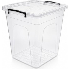 MSP Erzak Saklama Kabı Kapaklı, Kilitli Klipsli Saklama Kutusu, Bpa Free, Çok Amaçlı Kiler, Mutfak ve Ev Düzenleme Kutusu, Şeffaf Plastik Organizer, 30 Litre