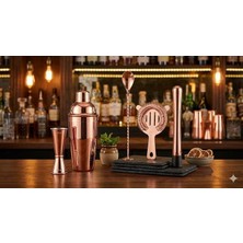 MSP Rengi Kokteyl Seti, Paslanmaz Çelik, Shaker, Jigger, Karıştırma Kaşığı, Süzgeç ve Muddler (Shaker 500 Ml)