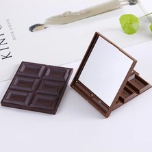 MSP Mini Makyaj Aynası Çikolata Şekilli El Aynası Çikolata Cep Aynası Tek Taraflı Kahve 8 x 8