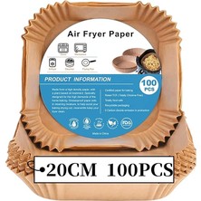 MSP Hava Fritözleri Için Fırın Kağıdı, 100 Adet Airfryer Pişirme Kağıdı, Yapışmaz, Yağa Dayanıklı, Suya Dayanıklı Hava Fritözü, Tek Kullanımlık Parşömen Kağıdı, Fırın ve Mikrodalga Için