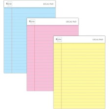 MSP A5 Boyut, 3 Farklı Renkli Legal Pad, Notluk, Notepad, Defter, Herbiri 50 Yaprak, Geniş Satır Aralığı, Okul, Iş ve Ofis Için, Türk Malı