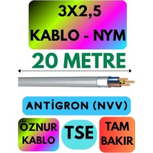 MSP 3x2,5 Antigron (Nym) Kablo, 20 Metre, Gri