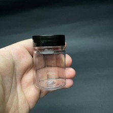 MSP cc Geniş Ağızlı Pet Şişe - Siyah Kapaklı- 50ML Plastik Numune Kavanozu- x 10 Adet