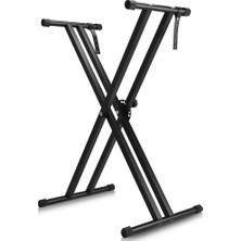 MSP Standı, Çift Destekli Klavye Standı, Güvenlik Kayışlı, Yüksekliği Ayarlanabilir, 25 – 93 cm Arasında 7 Kademeli, x Şeklinde Piyano Standı, Katlanabilir ve Çıkarılabilir, 54/76 Tuşlu Elektronik