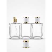 MSP Cam Parfüm Şişesi 3'lü Set 50 ml Altın Aparat Ile Kapanır.
