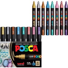 MSP Poster Markörü Posca Set Pc-5m/8c Mc Metalik Renkler 8 Li