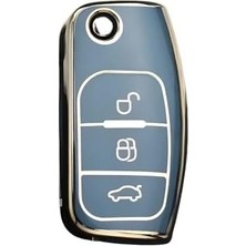 MSP Keys Lüx Ford Focus Fiesta Mondeo Cmax Courier Nano Anahtar Kılıfı Gri Gold Altın Renk