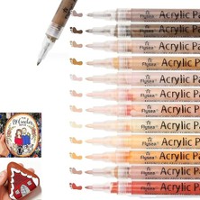 MSP Akrilik Boya Kalemleri, 12'li Set Ten Rengi Boya Kalemleri, 0.7mm Ince Uç, Cilt Tonları Sanat Kalemleri, Su Bazlı Renkli Kalemler, Kaya, Tuval, Fayans, Cam, Seramik, Eskiz, Portre Için