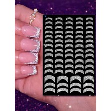 MSP Simli Fransız Manikür Tırnak Sticker, Nail Art Süsleme, Protez Tırnak Kalıcı Oje Için Dekoratif Çıkartma