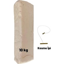 MSP Seramik Hamuru, Doğal Kil Çamuru, Oyun Hamuru, 10 Kg, Çamur Kesme Teli-Ipi Beyaz