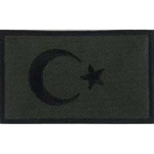 MSP Nakış Turkey Türkiye Türk Bayrakları Nakış Işleme Arma Patch Peç 5x8 cm Haki Siyah