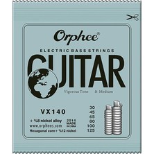 MSP VX140 Altıgen Çelik Nikel Sarılı Elektrikli Bas Gitar Telleri 6 Telli Set Uzun Ölçekli .030 .045 .065 .080 .100 .125