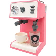 MSP Buharlı Sesli Işıklı Kahve Makinesi Pilli Gerçekçi Su Akışlı Renk Değiştiren Bardaklı Mini Barista Seti (Pembe)