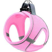 aklow akyoleticaret Air Mesh Kedi Köpek Göğüs Tasması Çift Reflektörlü; Terletmeyen Tasma (Açık Pembe, L)
