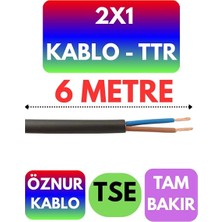 MSP 2x1 Ttr Enerji Kablo, 6 Metre, Siyah