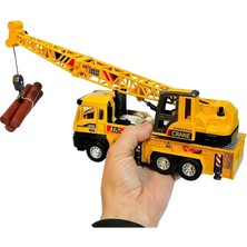 MSP Sesli ve Işıklı Metal 1:28 Ölçek Çek Bırak Inşaat Araçları Kapıları Açılabilen Die Cast Model Iş Makinaları (Vinç)