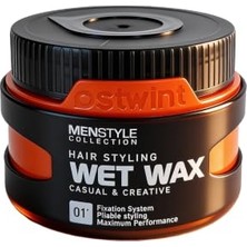 aklow akyoleticaret Menstyle Collection Profesyonel Saç Şekillendirici Wet Islak Wax, Doğal ve Güçlü Tutuş, Uzun Süreli Etki, No:01 150 ml