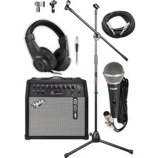 MSP Mga-50-Pak Elektro Gitar Amfisi 50 Watt USB Bluetooth Şarjlı 4 Girişli (Mikrofon Kulaklık Stand Kablo)