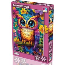 MSP Games 50 Parça Renkli Baykuş Puzzle 5 Yaş Üzeri Kız ve Erkek Çocuk Yapboz 48 x 34 cm 31752