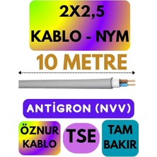 MSP 2x2,5 Nym Antigron Kablo, 10 Metre, Gri