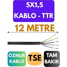 MSP 5x1,5 Ttr Enerji Kablo, 12 Metre, Siyah