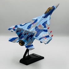 MSP Model Uçak Dahili Şarjlı Buhar Atabilen Metal Kasa Işıklı Sesli Standlı Sürtmeli Savaş Uçağı + Kutulu F-16 (Lacivert)