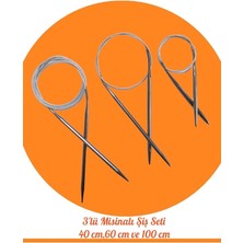 MSP Örgü Evi Çelik Telli Misinalı Örgü Şişi Seti, 40CM 60CM ve 100CM Uzunluk, 3'lü Set, Dikişsiz Bere ve Yaka Örgüsü Için, Deforme Olmayan Çelik Tel (6)